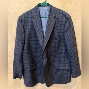 Men's Blue and black Plaid Blazer custom tailored by Tom James 50 regular